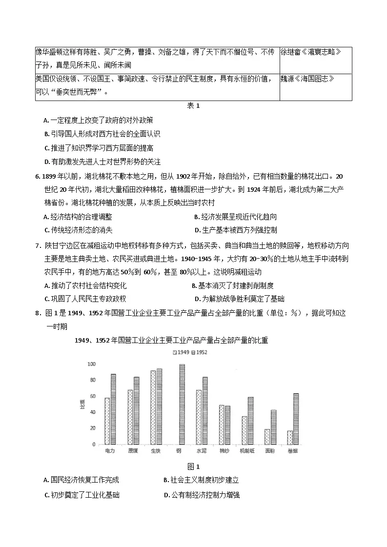 2025届山东省平度市部分学生高三下学期4月调研检测（二模）历史试题（含答案）第2页
