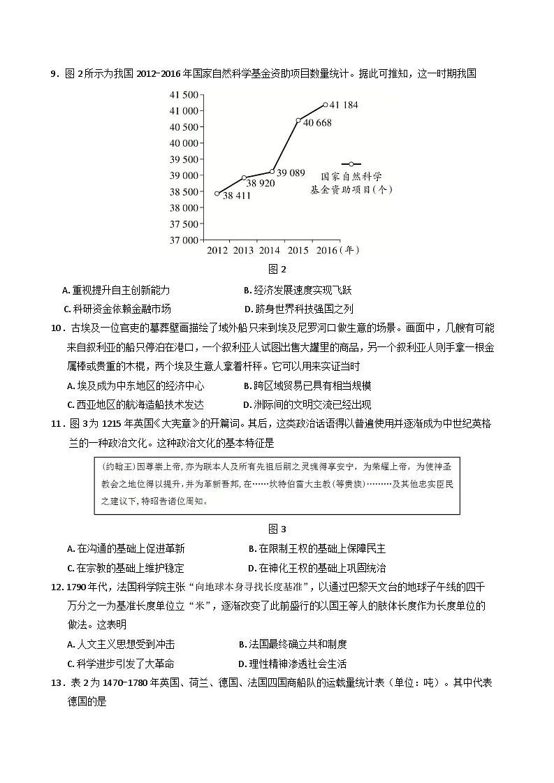 2025届山东省平度市部分学生高三下学期4月调研检测（二模）历史试题（含答案）第3页