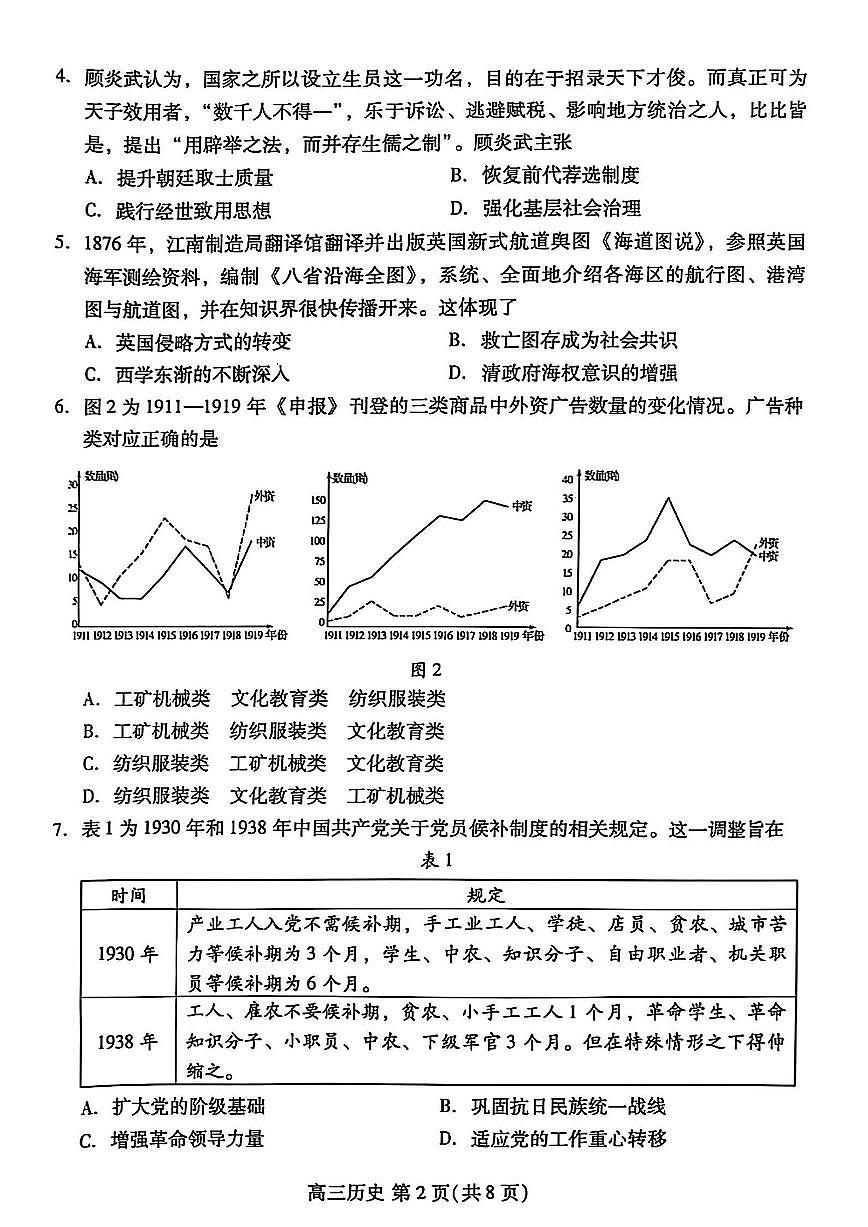 2025届山东省潍坊市高三二模考试 历史试题及答案第2页