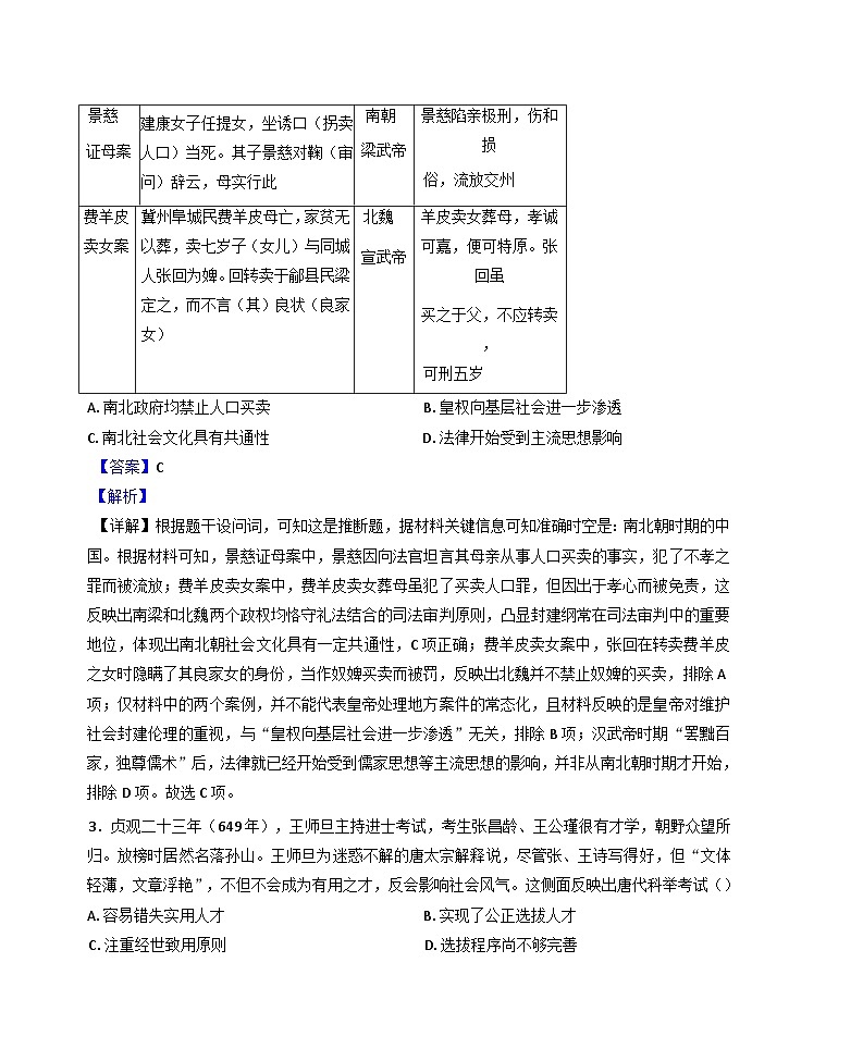 2025届河南省郑州外国语学校高三下学期调研考试（十）历史试题（解析版）第2页