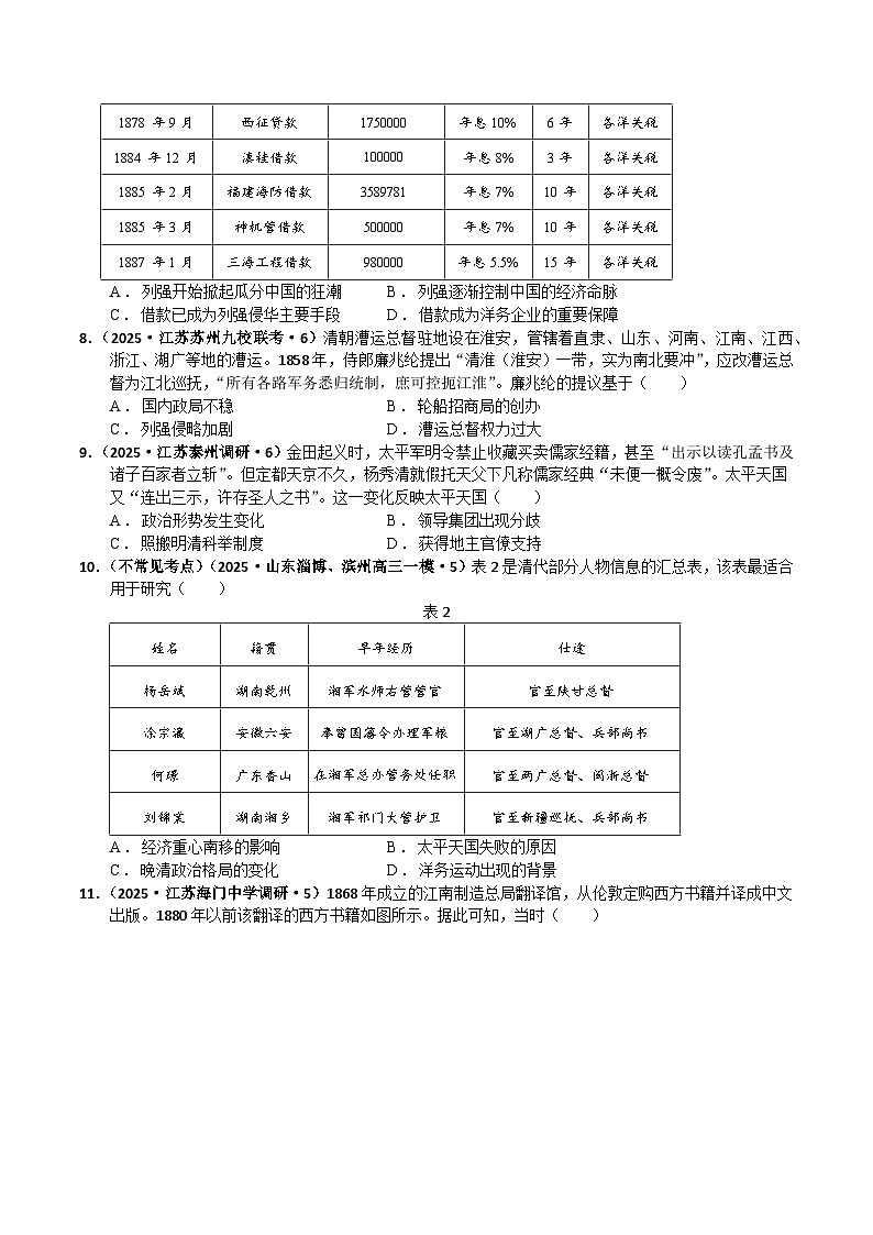 备战2025年高考历史抢押秘籍（江苏专用）猜押03中国近代史（晚清至新中国成立）·选择题（学生版）第3页