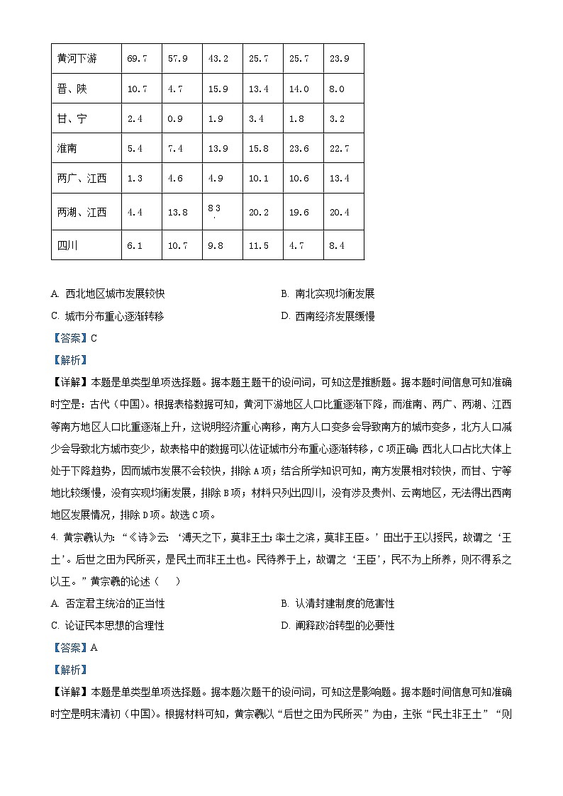 安徽省皖南八校2024届高三下学期第三次大联考历史试卷 含解析第2页