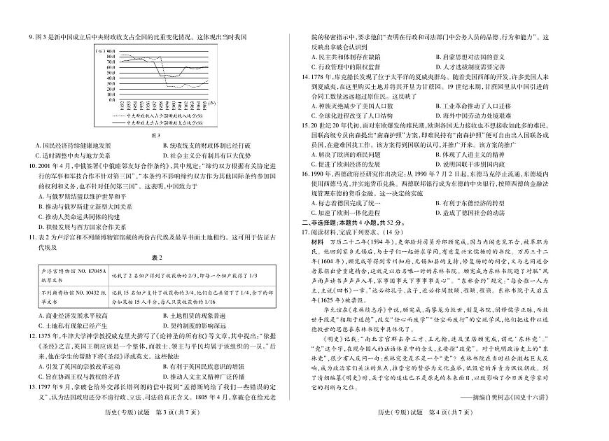 陕西、山西省天一大联考2024-2025学年高中毕业班阶段性测试（七）历史第2页