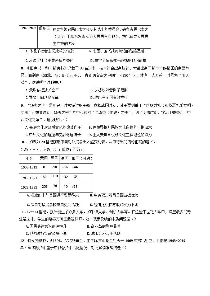 湖南省汨罗市第一中学2024-2025学年高二下学期期中考试历史试题（含答案）第3页
