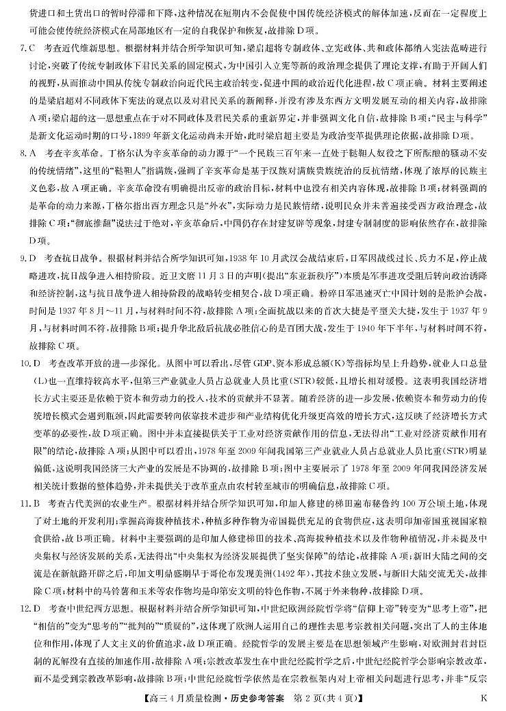 历史答案-4月质量检测（K）第2页
