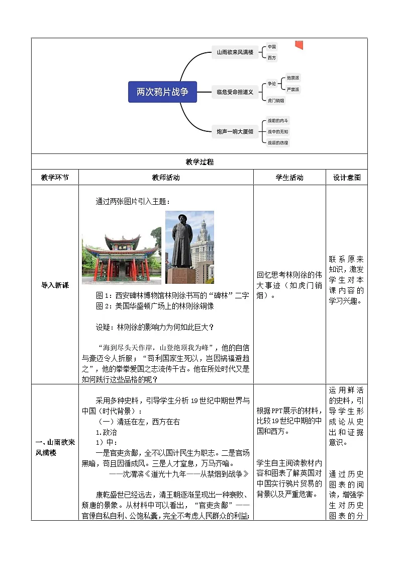 人教统编版高中历史必修上 5-15《两次鸦片战争》教学设计第2页