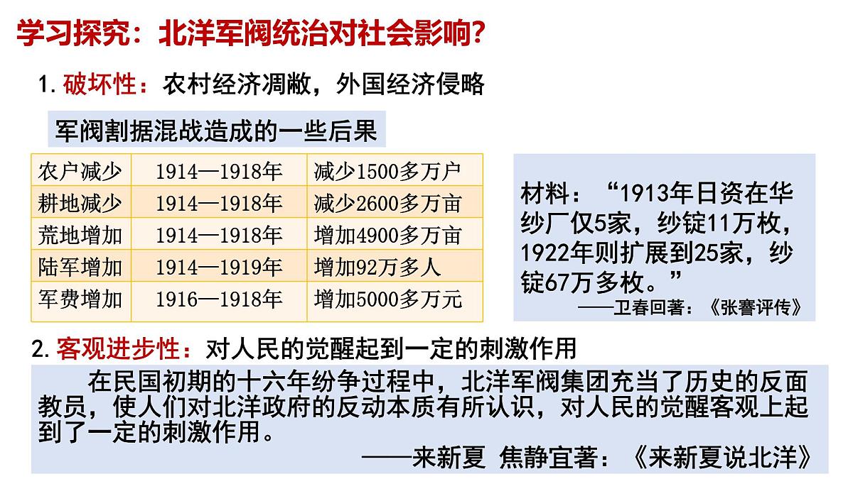 人教统编版高中历史必修上 6-19《北洋军阀统治时期的政治、经济与文化》课件第8页