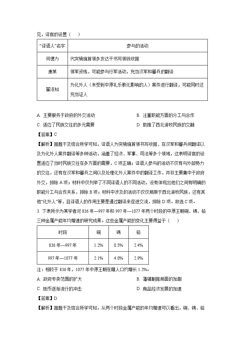 重庆市部分校联考2024-2025学年高二下学期第一次月考历史试卷（解析版）第2页