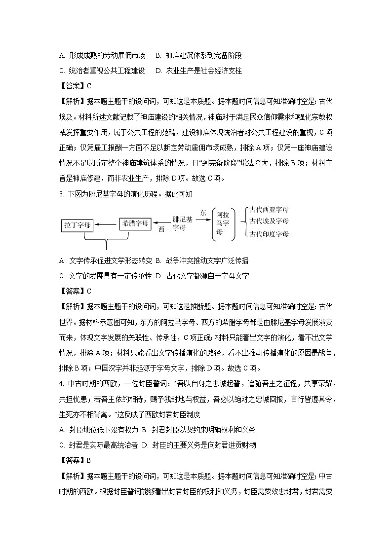 山东省名校联盟2024-2025学年高一下学期3月校际联考历史试卷（解析版）第2页