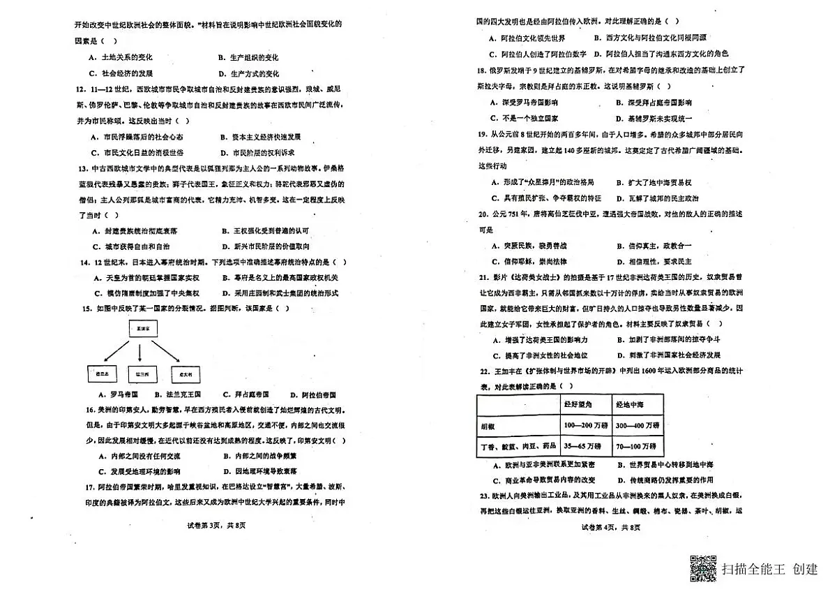 山东省莱西市第一中学2023-2024学年高一下学期开学考试历史试题（含答案）第2页
