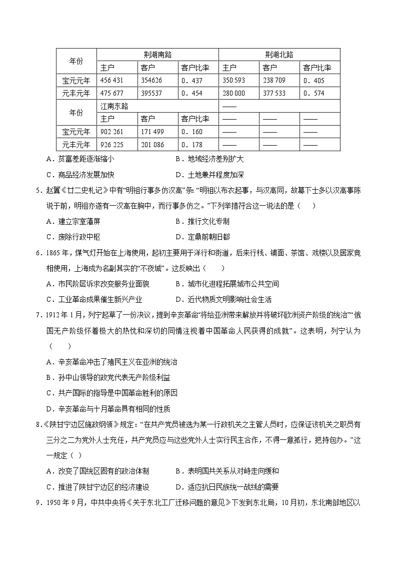 2025年高考第三次模拟考试卷：历史（甘肃卷）（考试版）第2页