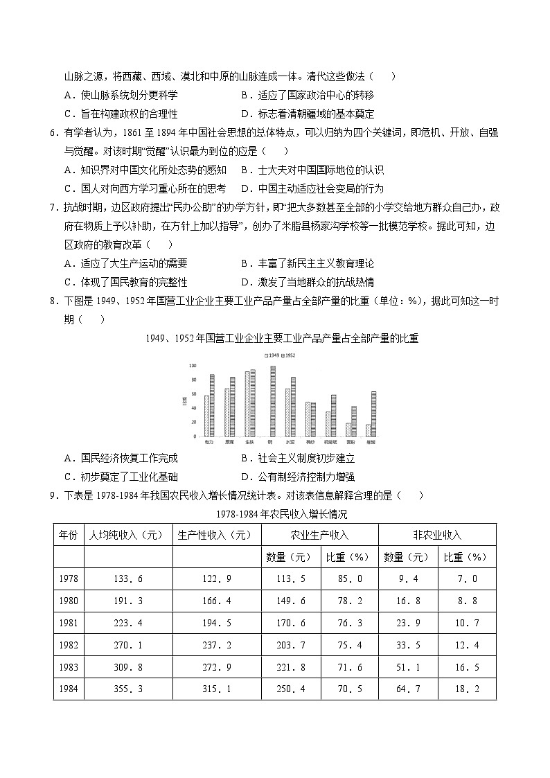 2025年高考第三次模拟考试卷：历史01（江苏卷）（考试版）第2页