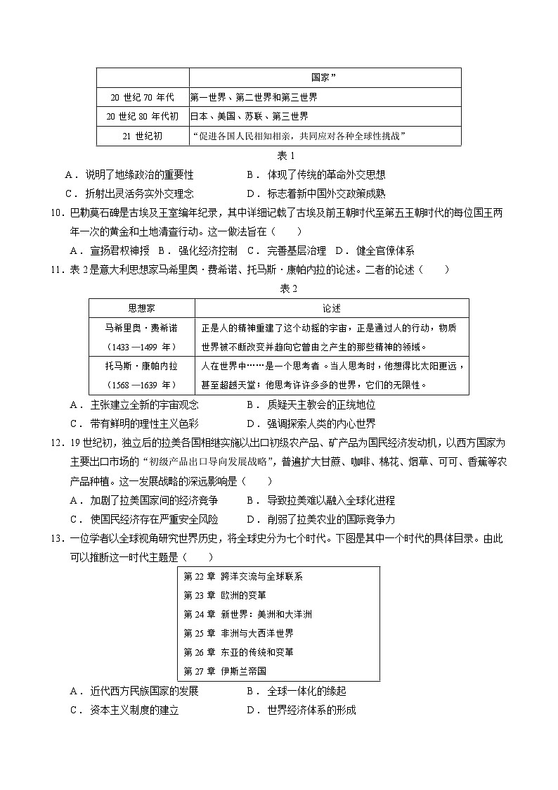 2025年高考第三次模拟考试卷：历史（山东卷）（考试版）第3页