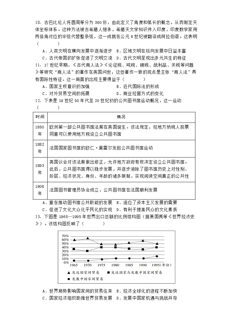 海南省文昌中学2024-2025学年高三下学期第五次月考历史试题（解析版）第3页