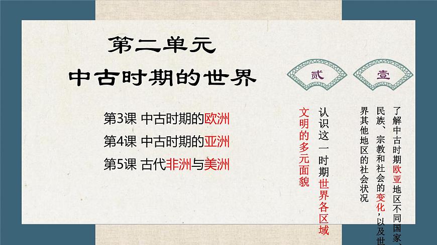 人教统编版高中历史必修下 第二单元《中古时期的世界》单元串讲复习课件第1页
