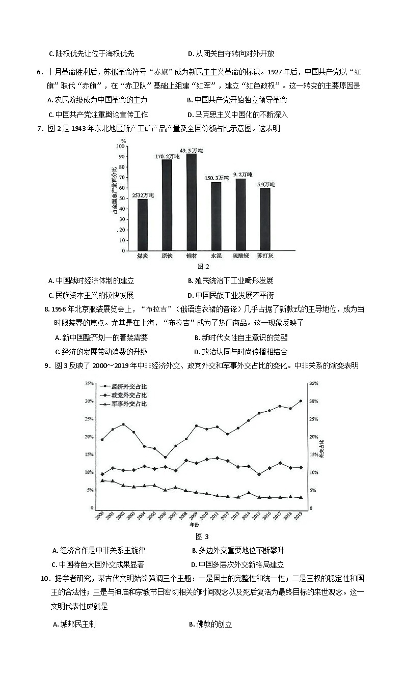 2025届山东省菏泽市高三下学期二模考试历史试题（含答案）第2页