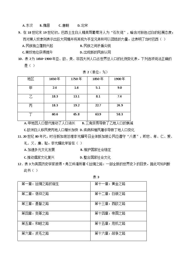 山东省济宁市兖州区2024-2025学年高二下学期期中考试历史试题（含答案）第3页