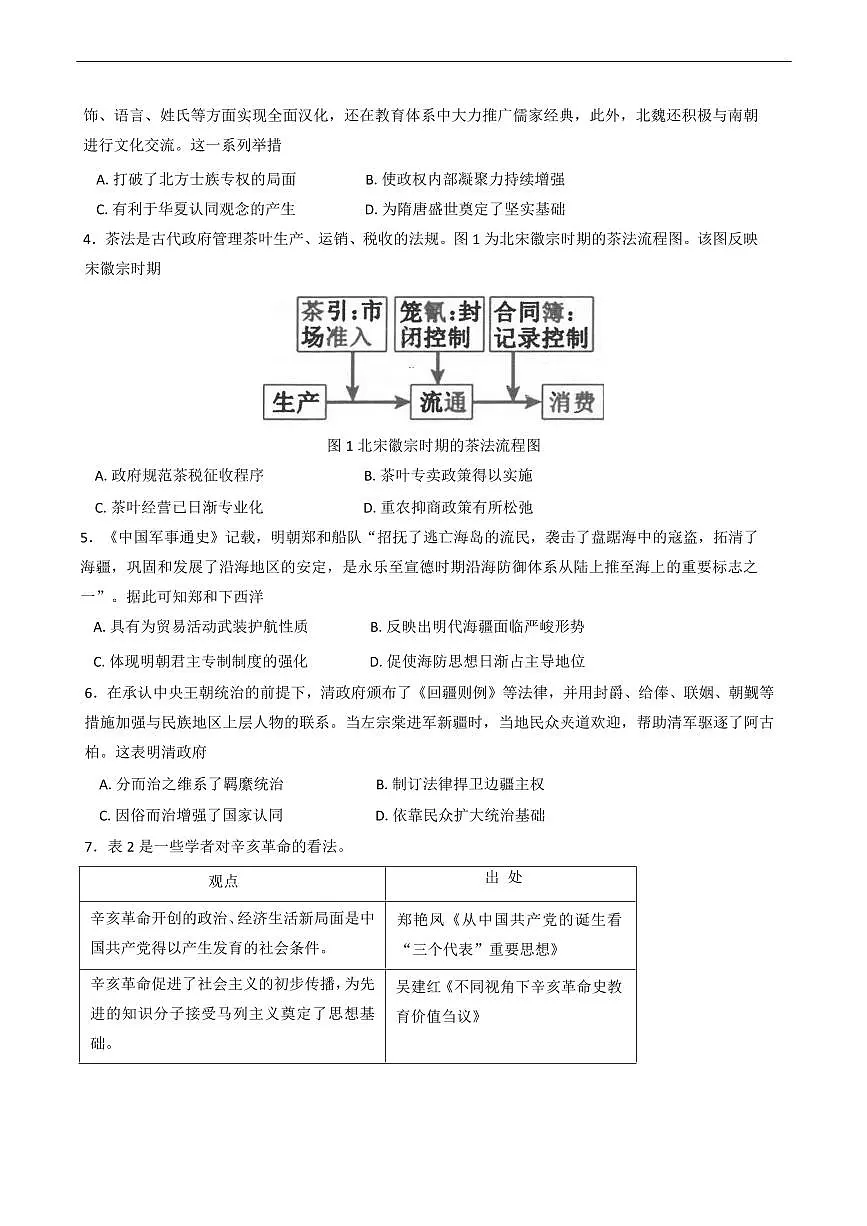 湖南省岳阳市2025届高考教学质量监测（二）历史试题（含答案）第2页