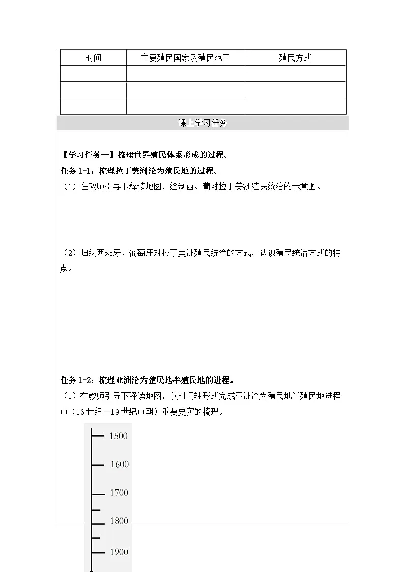 学习任务单—《资本主义世界殖民体系的形成》第2页