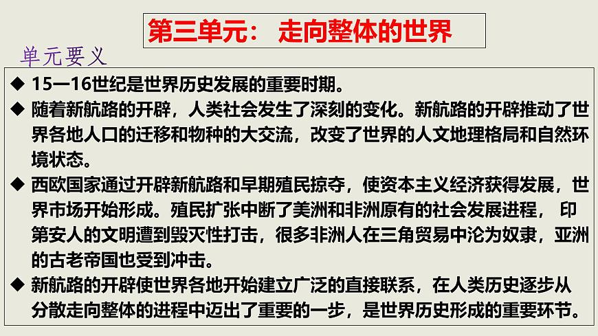 人教统编版高中历史必修下第三单元走向整体的世界单元串讲（包含单元知识网络）复习课件第3页