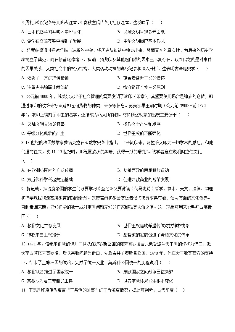 河南省洛阳市强基联盟2024-2025学年高二下学期3月月考历史试题（原卷版+解析版）第2页