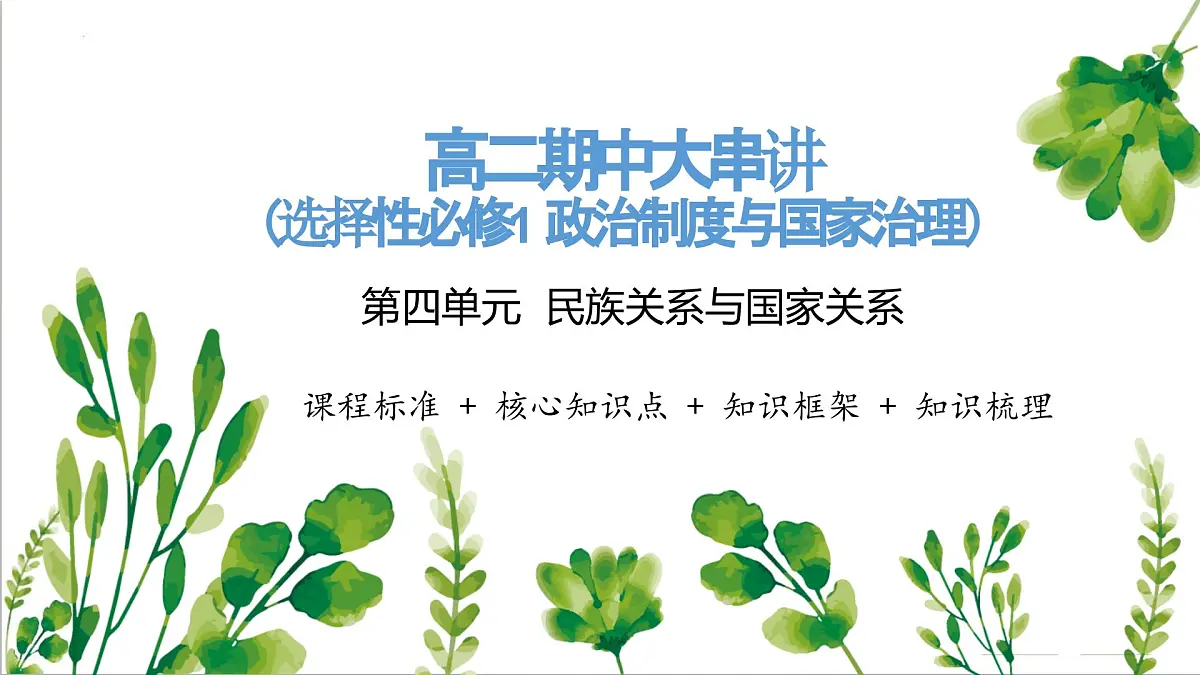 人教统编版高中历史选修1 第四单元 民族关系与国家关系【考点串讲课件】第1页