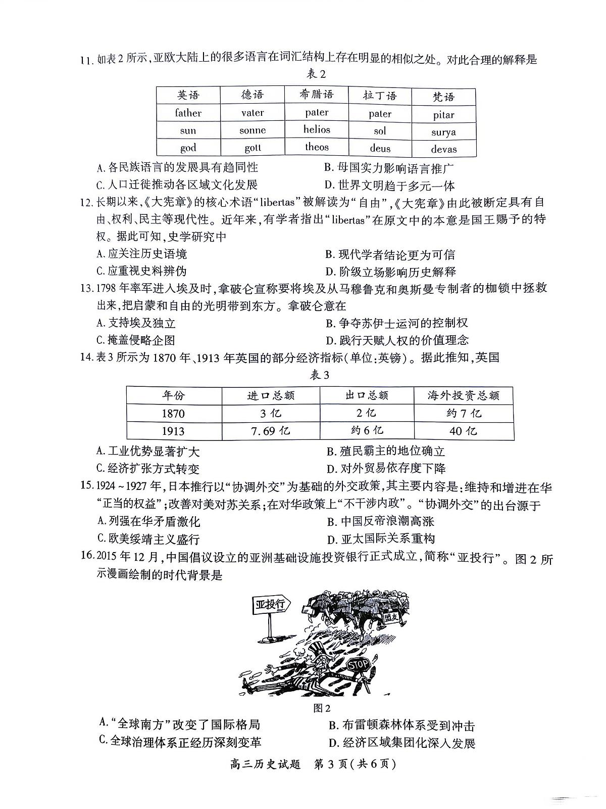 厦门市2025 届高三毕业班第四次质量检测-历史试卷第3页