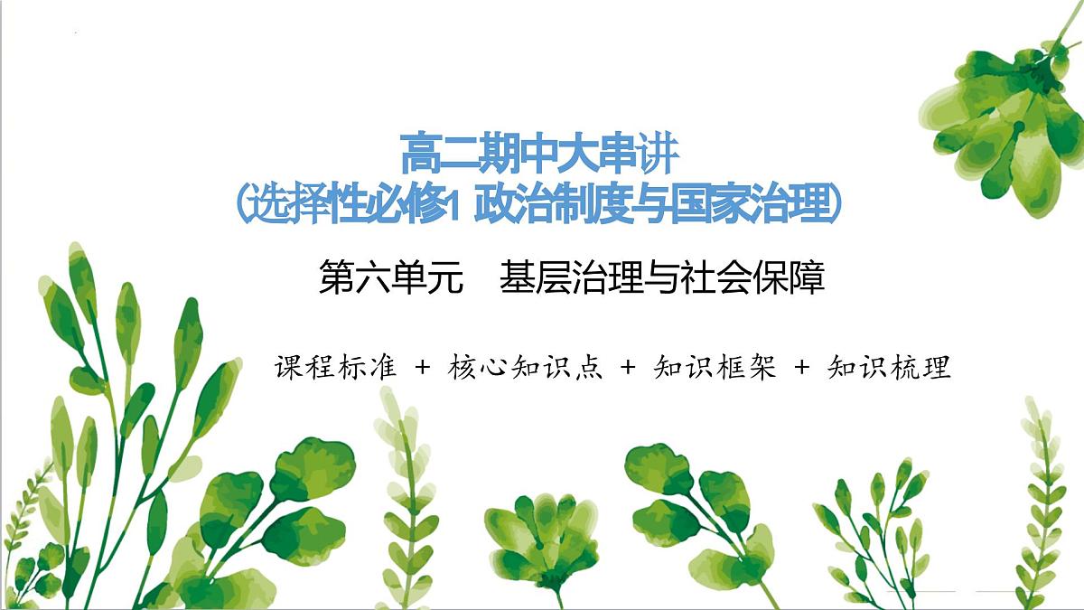 人教统编版高中历史选修1第六单元  基层治理与社会保障 课件第1页