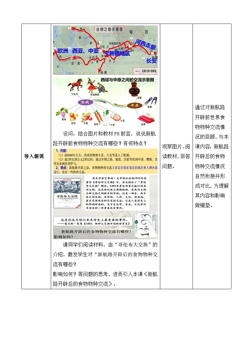 人教统编版高中历史选修2 1-2《新航路开辟后的食物物种交流》教学设计第3页