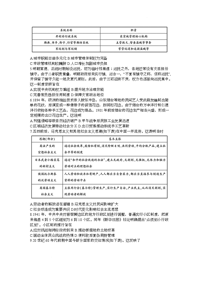 湖北省高中名校联盟2025届高三下学期5月第四次联合测评历史试卷 含答案第2页