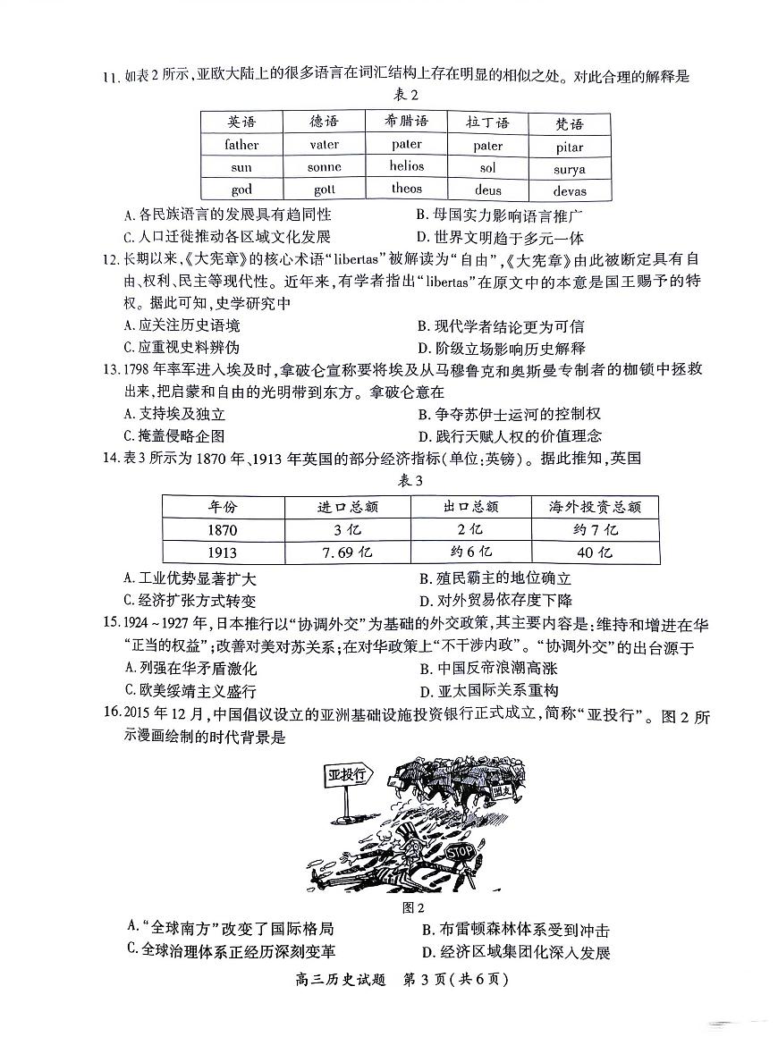 厦门市2025 届高三毕业班第四次质量检测-历史试卷第3页