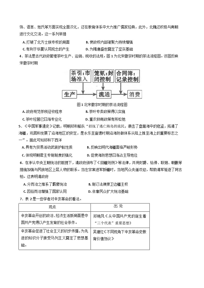 湖南省岳阳市2025届高三教学质量监测（二）历史试题（含答案）第2页