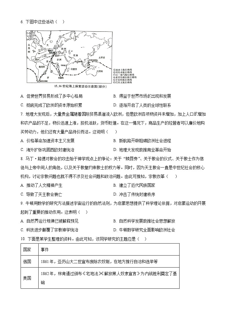 河南省商丘市商师联盟2024-2025学年高一下学期期中联考历史试题（原卷版+解析版）第2页