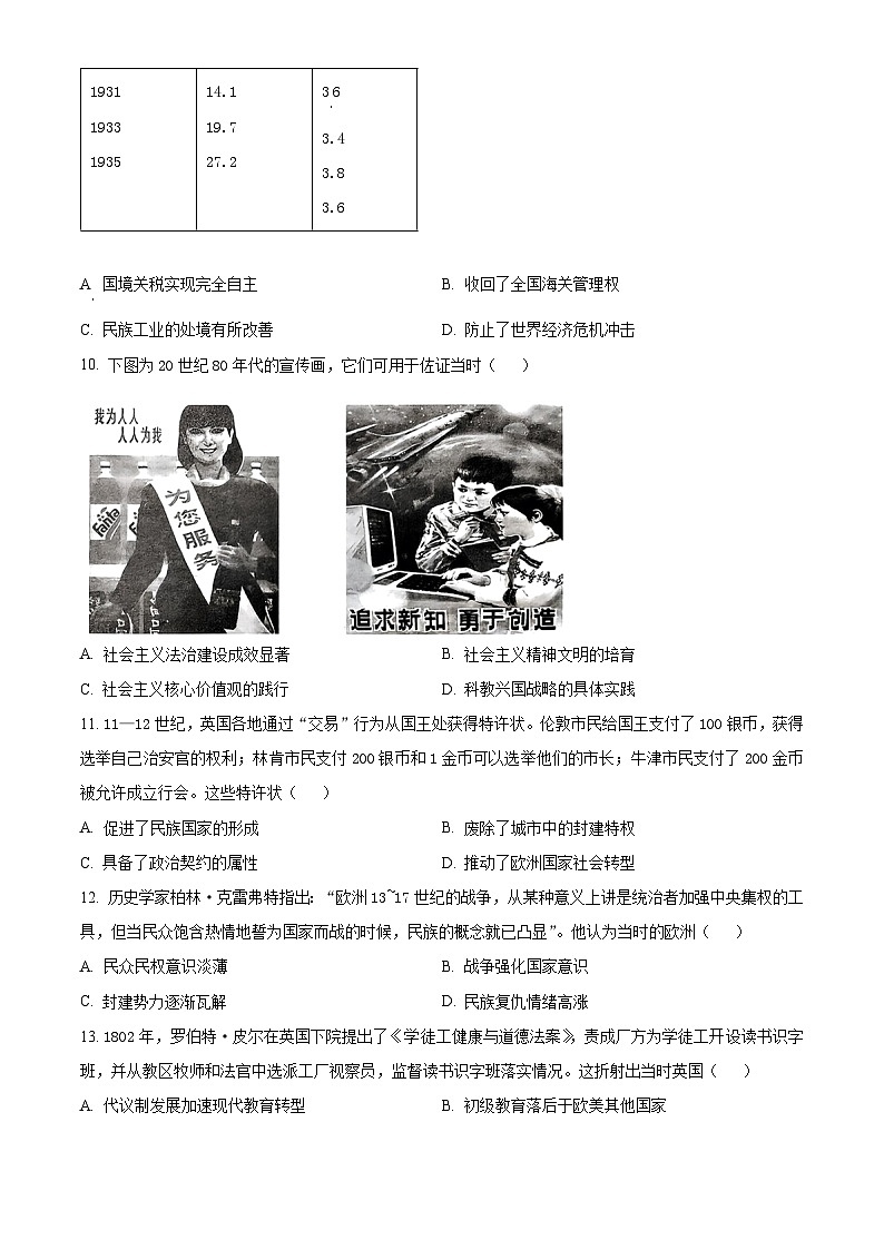 四川省眉山中学校2024-2025学年高二下学期期中考试历史试题（原卷版+解析版）第3页