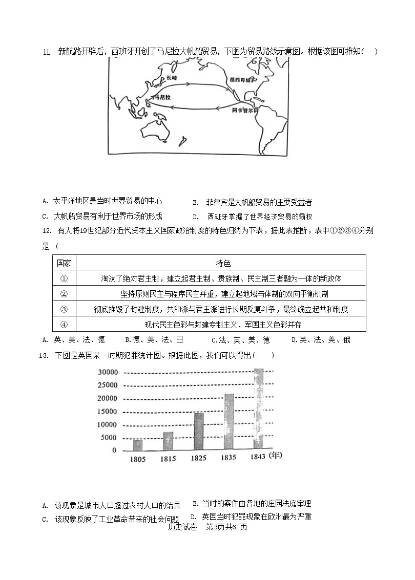 湖北省云学新高考联盟2022-2023学年高一下学期5月联考历史试题（含答案）第3页