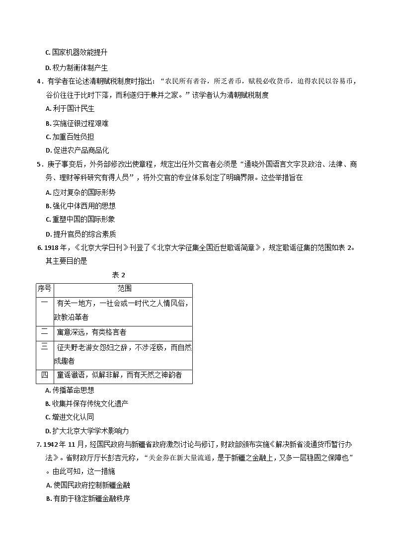 2025届山东省枣庄市第八中学高三下学期第二次模拟历史试题(含解析)第2页