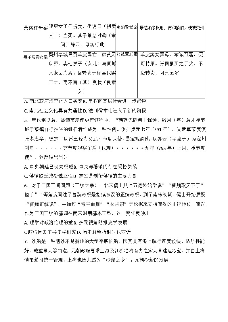 山西省常青藤李林中学联考2024-2025学年高二下学期5月月考历史试题（含答案）第2页