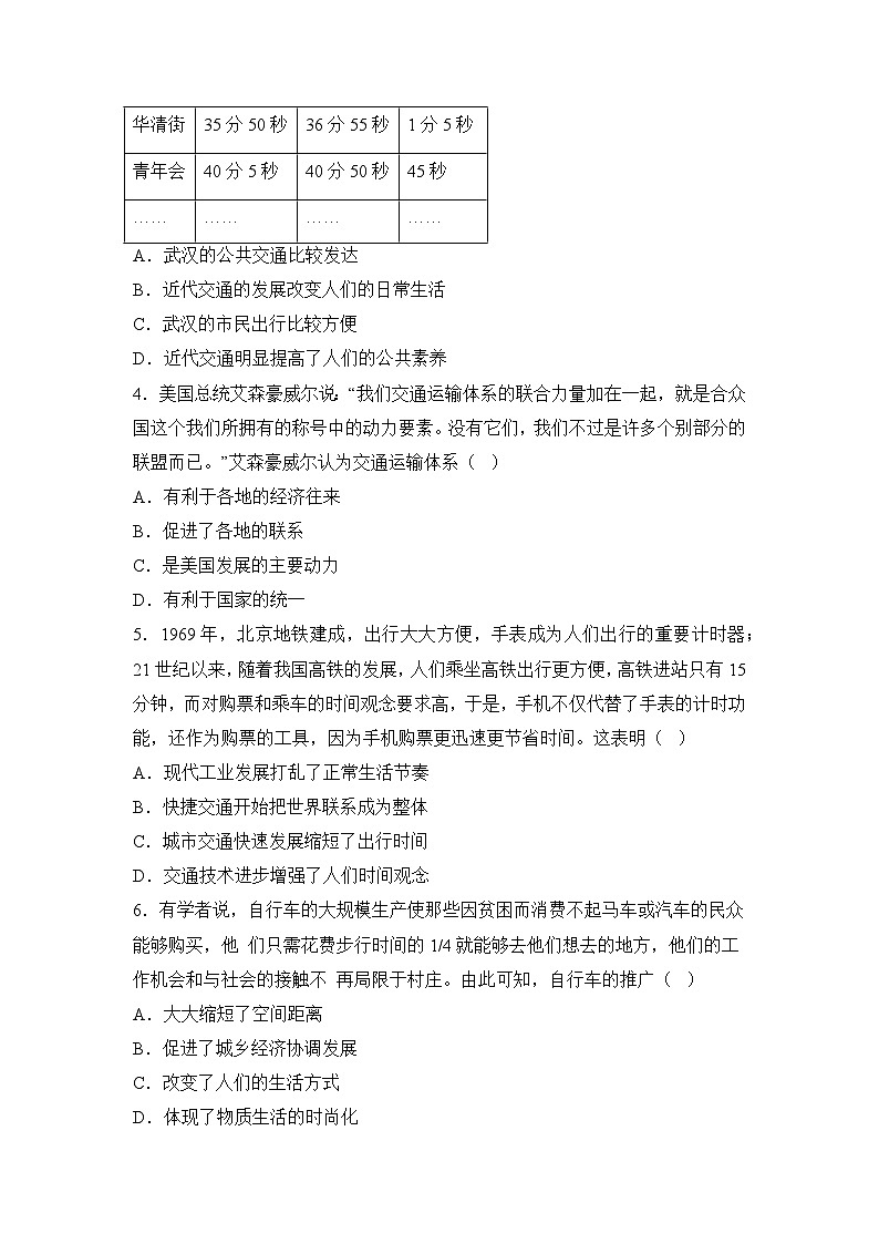人教统编版高中历史选修2 5-13现代交通运输的新变化（原卷版）课时训练 无答案第2页