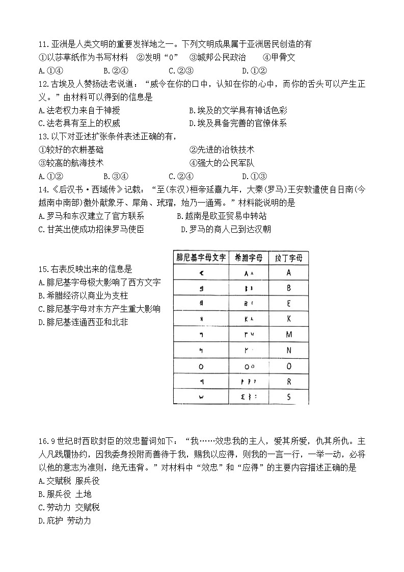 北京市海淀区中国人民大学附属中学2024—2025学年度高一下学期期中考试历史试题（含答案）第3页