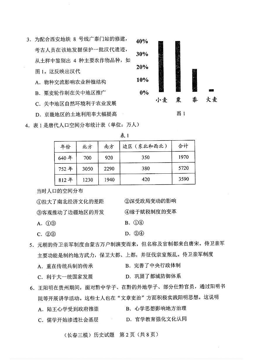 吉林省长春市2025年高考模拟历史试卷含答案第2页