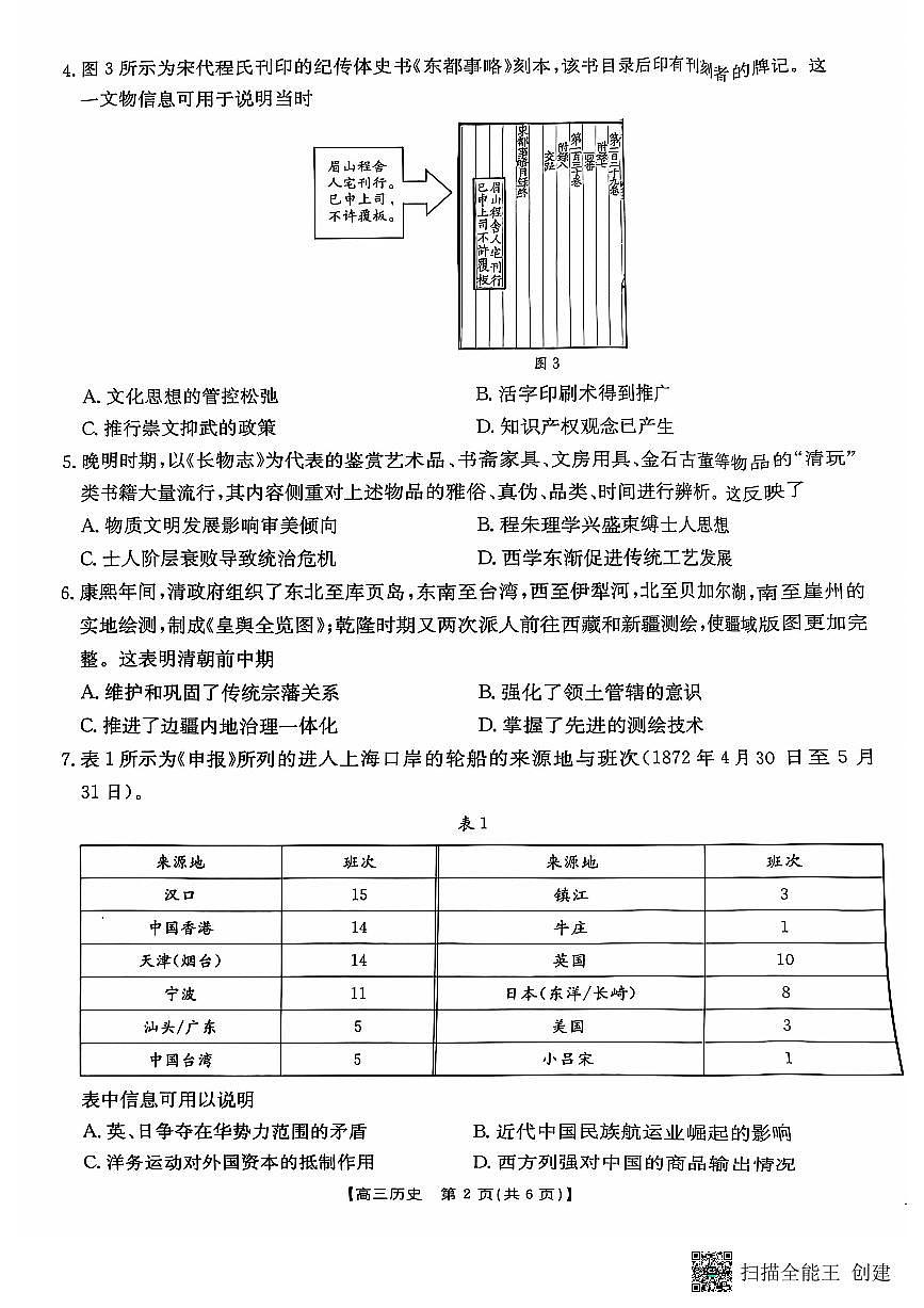广东省部分高中学校2024-2025学年高三上学期11月期中考试 历史试题（含答案）第2页