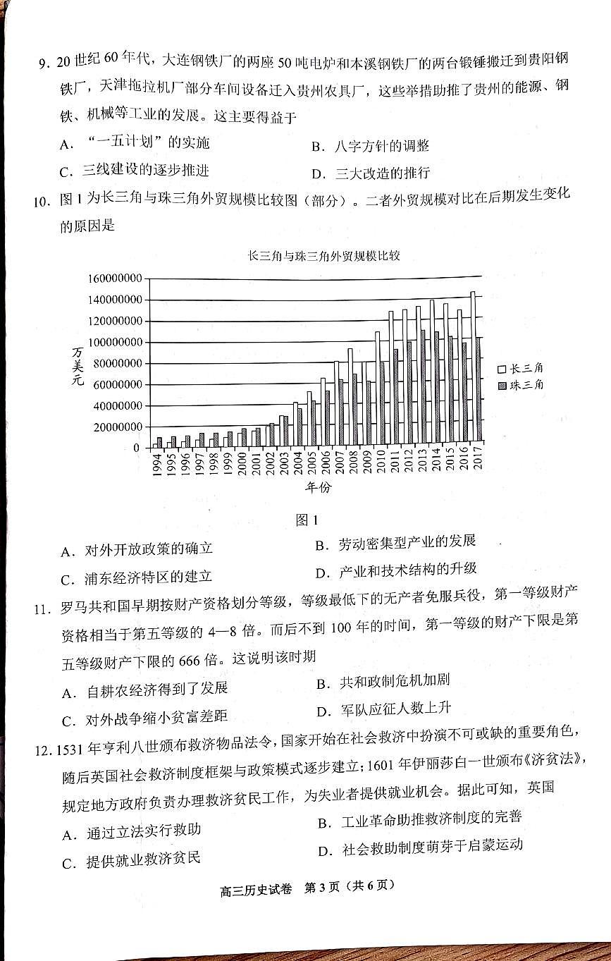 贵州省贵阳市2024-2025学年高三上学期11月质量监测试卷 历史试题（含答案）第3页