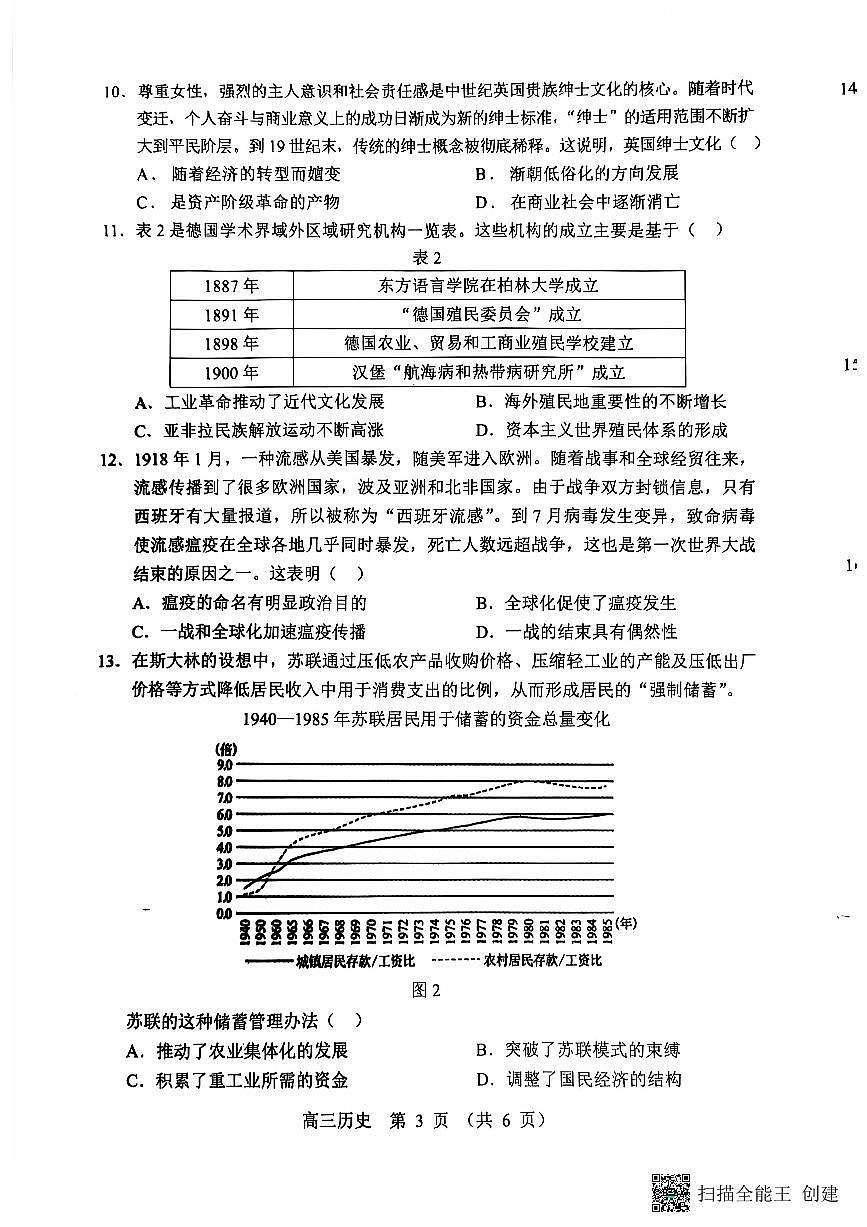 辽宁省沈阳市郊联体2024-2025学年高三上学期11月期中考试 历史试题（含答案）第3页