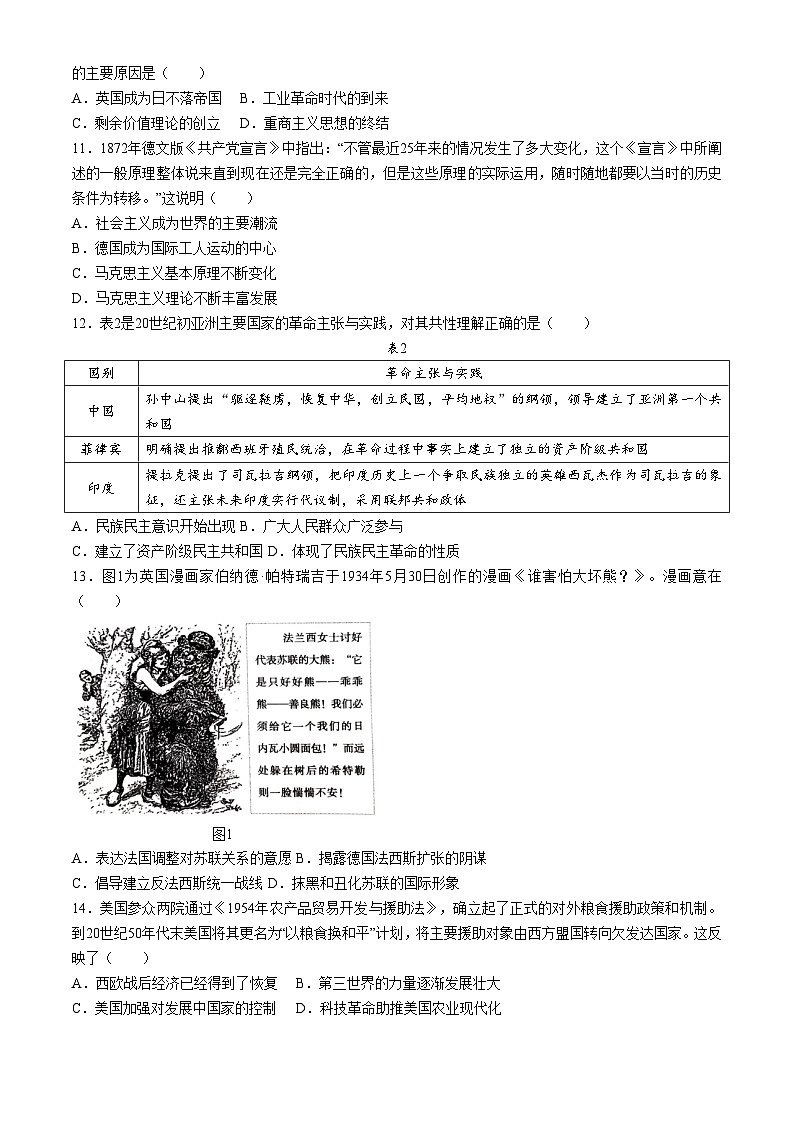 山东省泰安市2024-2025学年高三上学期11月期中考试历史试卷（含答案）第3页