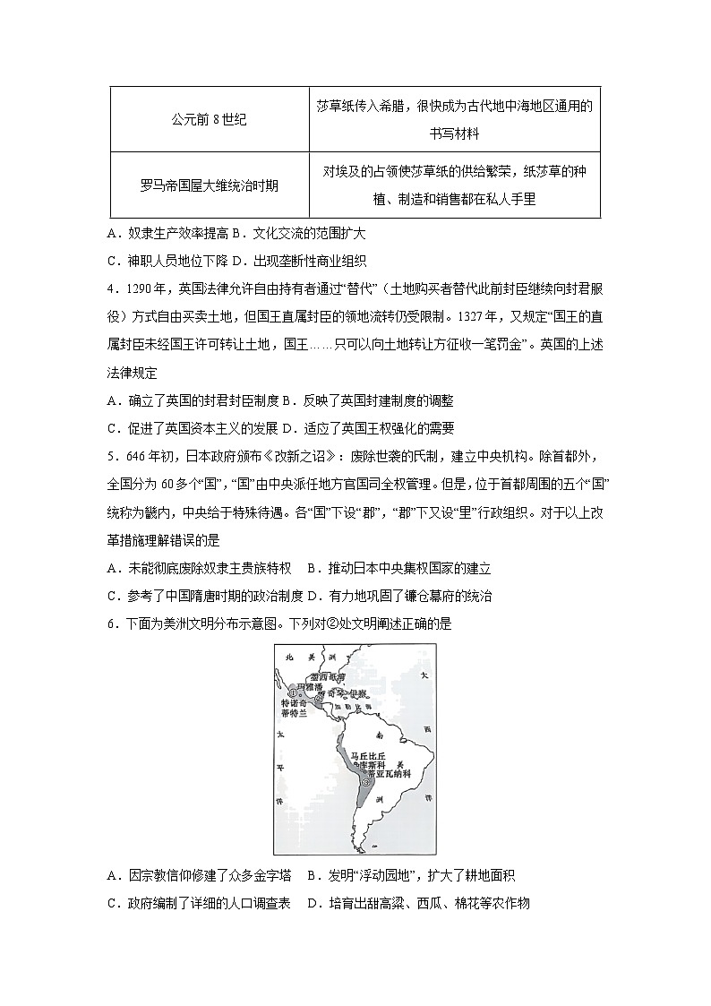 江苏省连云港市灌南县2024-2025学年高一下学期期中考试历史试题第2页