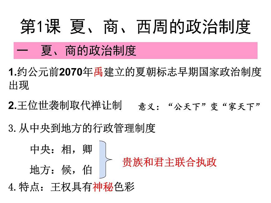 人教版 (新课标)高中历史必修1 1-1《夏、商、西周的政治制度》课件第7页