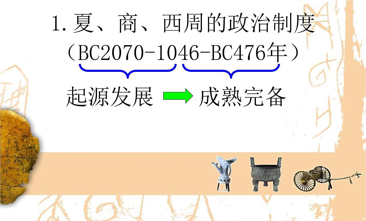 人教版 (新课标)高中历史必修1 1-1《夏、商、西周的政治制度》课件第1页