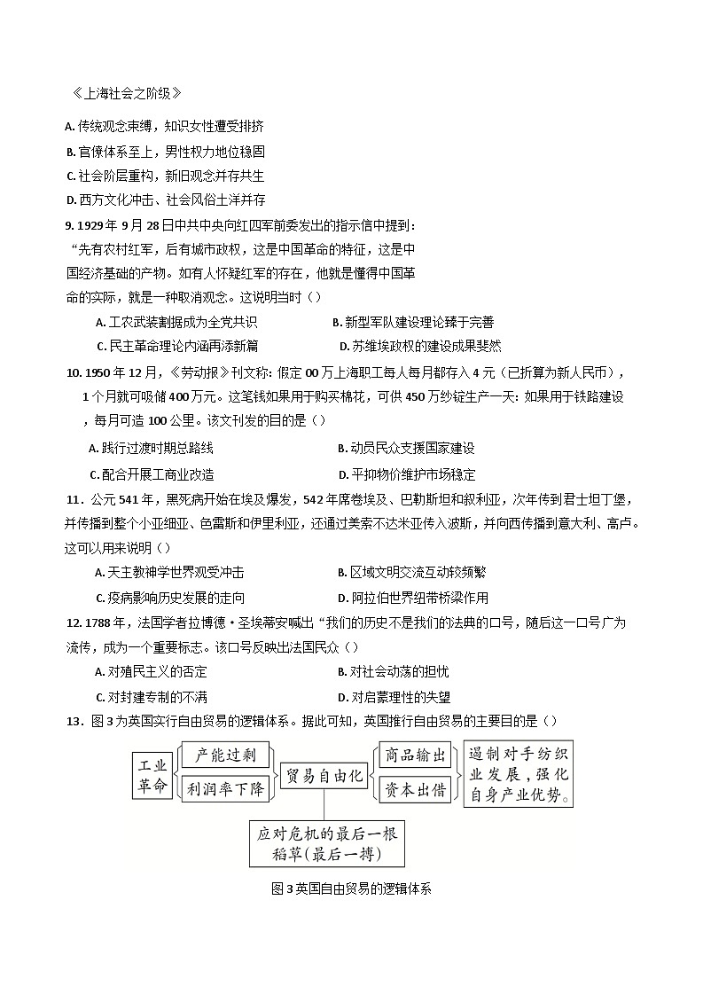 2025届四川省江油中学高三下学期三诊考前热身训练历史试题（含答案）第3页