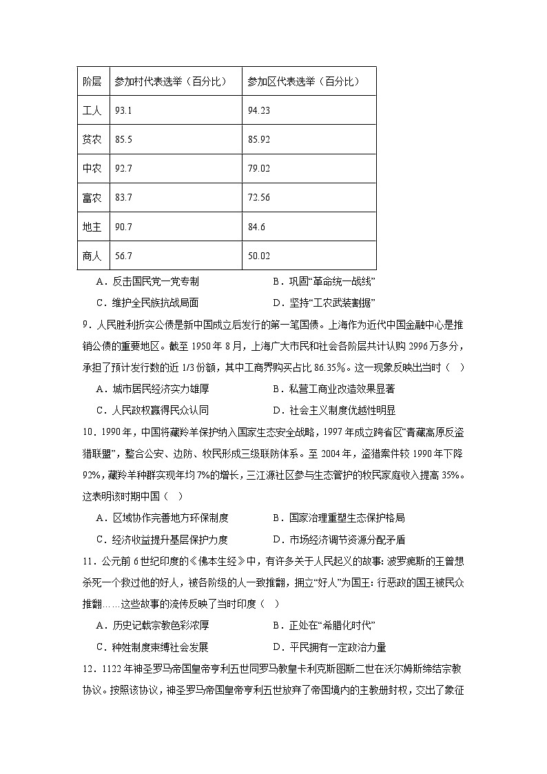 2025届贵州省高三下学期模拟考试3历史试题（含答案）第3页