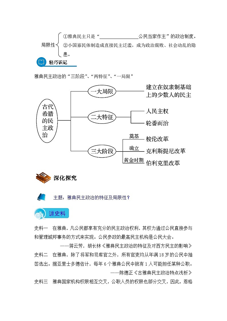 人教版 (新课标)高中历史必修1 2-5《古代希腊民主政治》导学案第2页